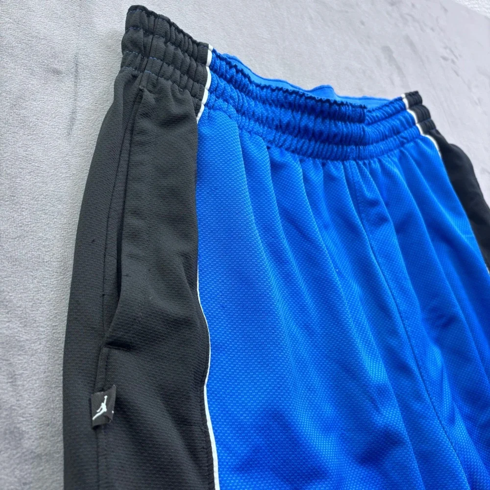 Jordan Mens Blue Black Dri-FIT Basketball Shorts L Jumpman Mesh Athletic Y2K VTG
